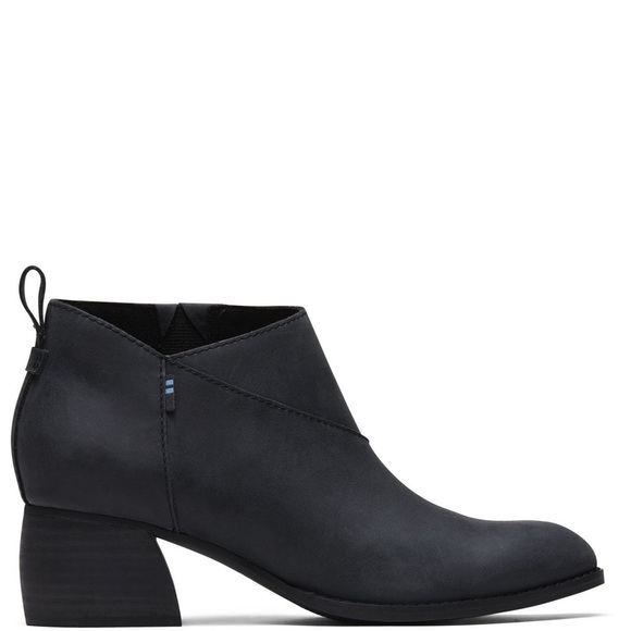 Toms Womens Leilani Black Leather Ankle Booties Size 7.5 - Picture 1 of 8